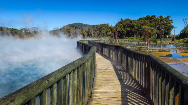 Rotorua is known for its thermal sources and geothermal activity