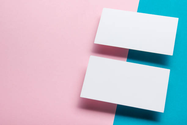 istock Business cards blank. Mockup on color background. Flat Lay. copy space for text 1130796376