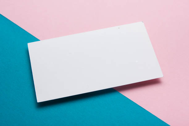 istock Business cards blank. Mockup on color background. Flat Lay. copy space for text 1130796524