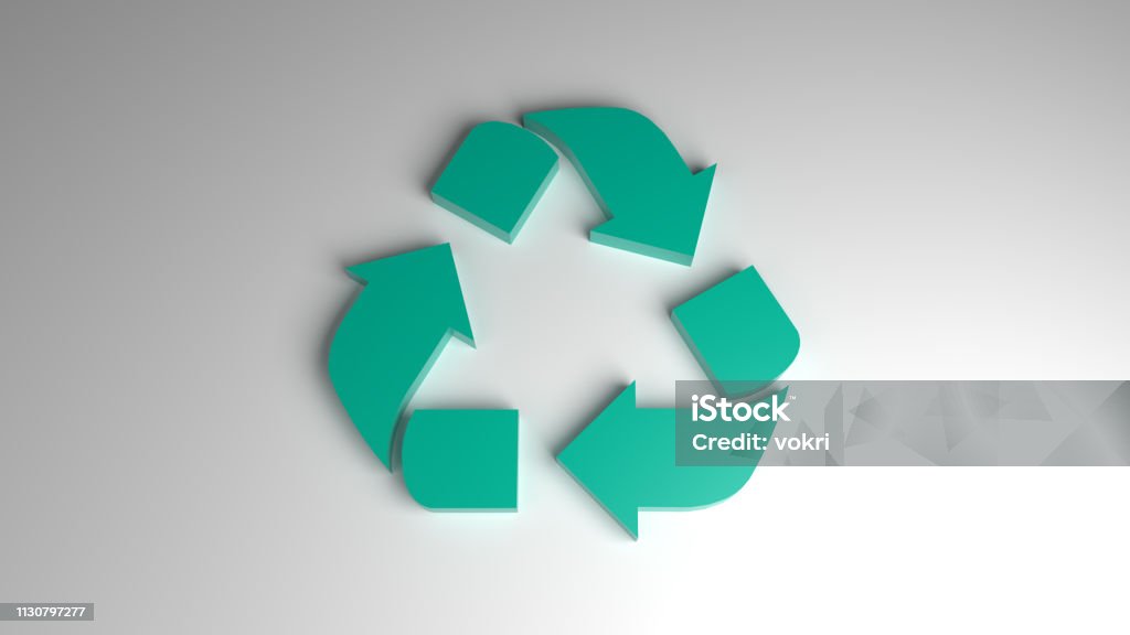 Turquoise Recycle's Logo On White Background Recycling, Garbage, Environment, Pollution, Logo Business Finance and Industry Stock Photo