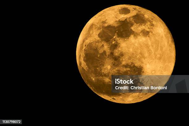 Giant Supermoon Stock Photo - Download Image Now - Supermoon, Moon, Yellow