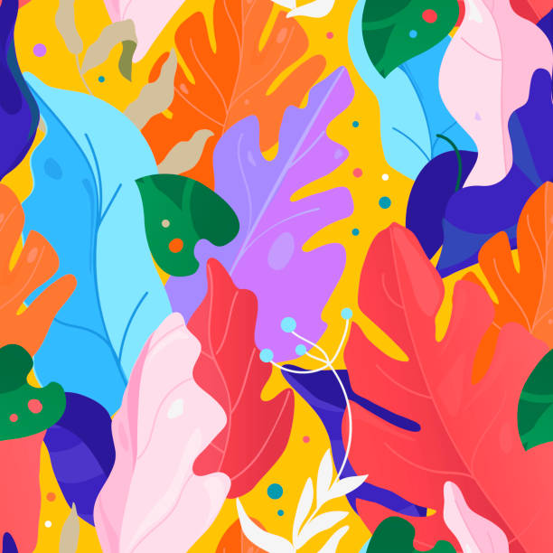 ilustrações de stock, clip art, desenhos animados e ícones de pattern. creative contemporary floral seamless pattern. collage. vector exotic jungle plants illustration. - composite flower
