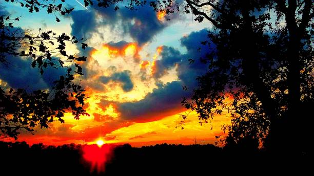 Sundown in North Rhine Westphalia Sunset over westphalian Country weltall stock pictures, royalty-free photos & images