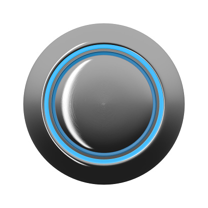 Round buttons. Metal brushed texture. 3d illustration.