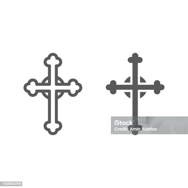 Cross Line And Glyph Icon Church And Religion Christian Cross Sign Vector Graphics A Linear Pattern On A White Background Stock Illustration - Download Image Now