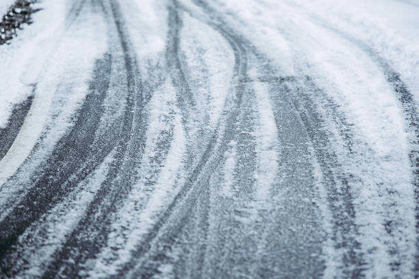 istock snow road at Japan 1130802115
