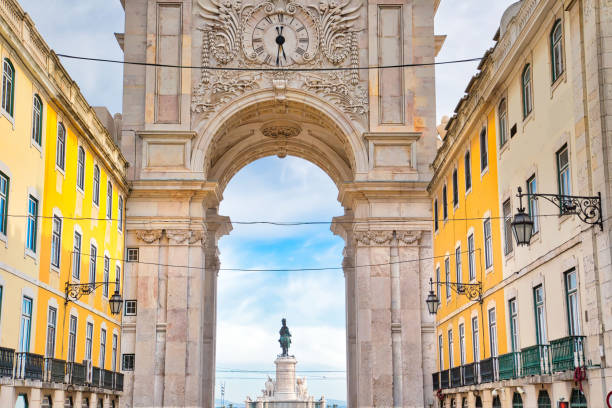 istock Famous Commerce Plaza (Praca do Comercio) in Lisbon facing Tagus River 1130804764