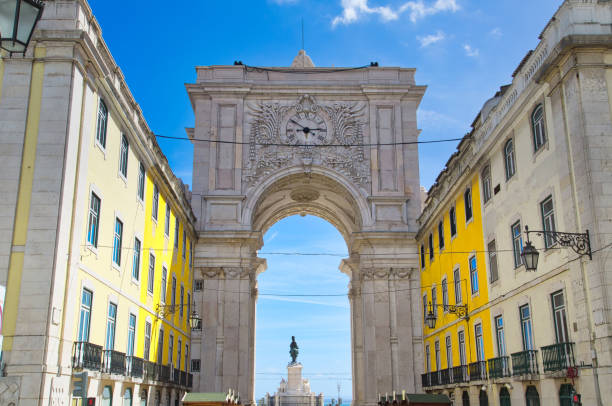 istock Famous Commerce Plaza (Praca do Comercio) in Lisbon facing Tagus River 1130804807