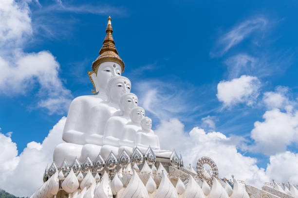 istock Big White Buddha Statue at War Pha Soon Kaew (Temple on the Glass Cliff) in Khao Kor, Phetchabun, Thailand 1130804857