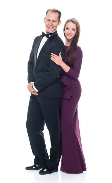 istock Handsome man with beautiful woman on white background 1130806903