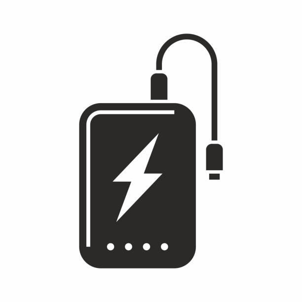 Power bank icon Vector icon isolated on white background portable charger icon stock illustrations