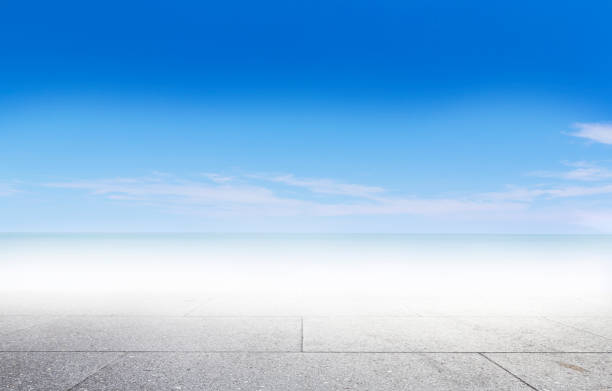 istock Perspective border wood table beach outside on calm blue sky in spring background concept for wide dinning board on summer landscape wallpaper bacground, mockup promotion product. 1130810333