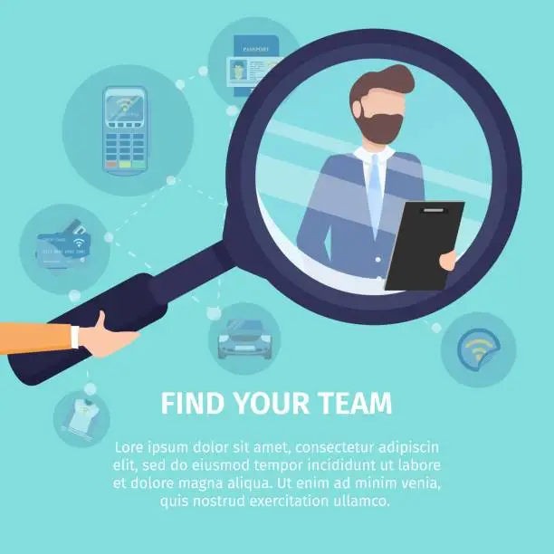 Vector illustration of Find Your Business Team Vector Poster Template