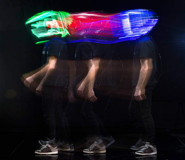 istock Amazing robot man with LED lights as face 1130812213