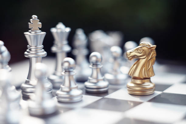 istock Chess board game, winner winning situation, encounter serious enemy, business competitive concept, copy space 1130820125