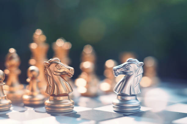 istock Chess board game, winner winning situation, encounter serious enemy, business competitive concept, copy space 1130820170