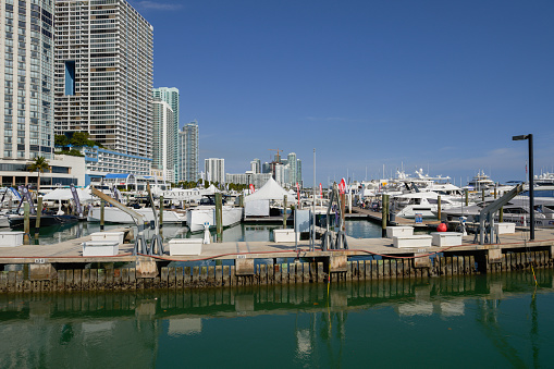 Miami, FL, USA - February 15, 2019: Image of the Miami Yacht Show International Boat Show