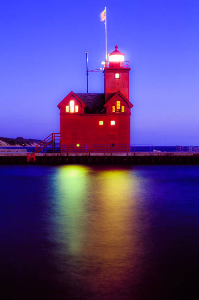 istock Big Red Lighthouse Dusk,Holland ,MI 1130825211