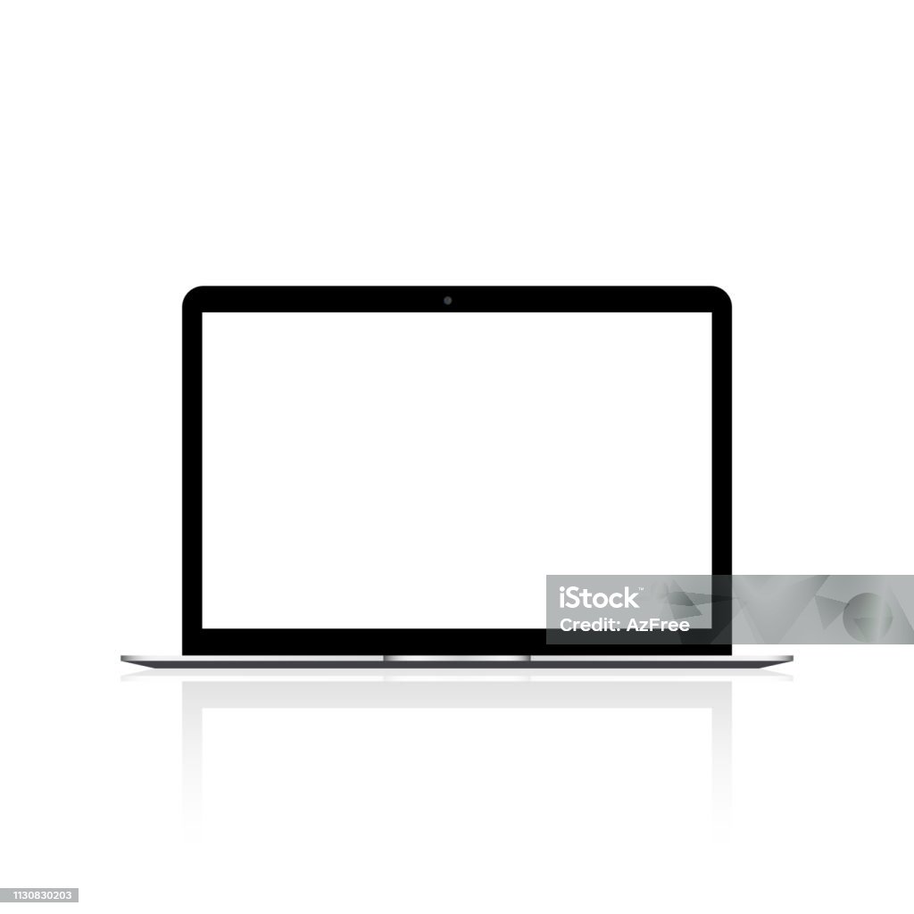 Laptop mit weißem Bildschirm mockt auf. Vektor - Lizenzfrei Laptop Vektorgrafik