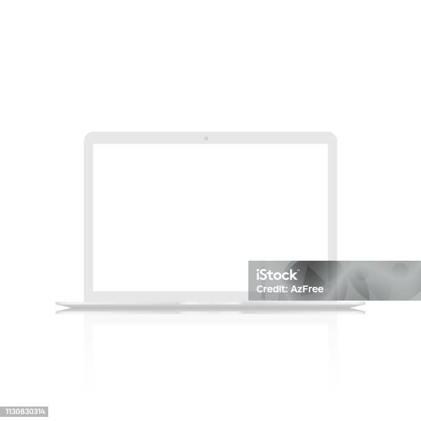 Laptop With White Screen Mock Up Vector Stock Illustration - Download Image Now - Laptop, White Color, Blank