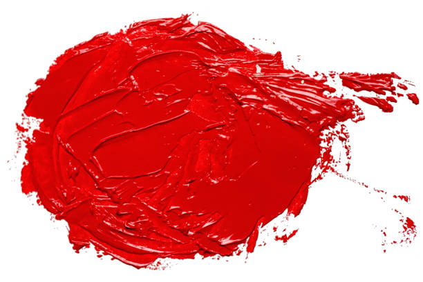 mancha del círculo dibujado mano del color del aceite rojo, aislado en fondo blanco. - oil painting abstract circle fine art painting fotografías e imágenes de stock