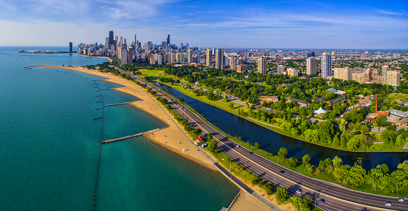 Chicago & Lincoln Park Lagoon Aerial