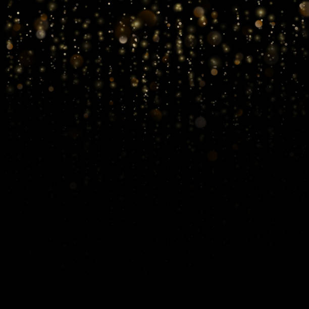 istock Glitter threads of curtain backdrop on black. Sparkling of shimmering light blurs. Gold particles lines rain. Fashion strass drops with shiny sequins. Christmas and New Year effect. EPS 10 1130836040