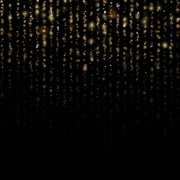 istock Christmas and New Year effect. Glitter threads of curtain backdrop on black. Sparkling of shimmering light blurs. Gold particles lines rain. Fashion strass drops with shiny sequins. EPS 10 1130836117