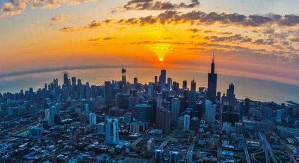 istock Chicago Aerial at Sunrise 1130836382