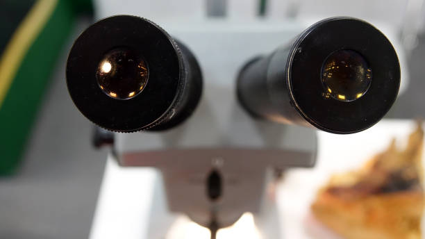 istock Close-up of optical microscope for laboratory use. 1130841331