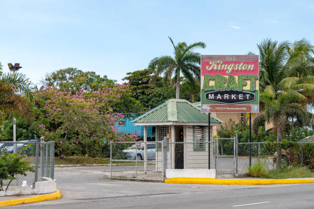 Kingston, Jamaica - February 05 2019: Kingston Craft Market in downtown Kingston Jamaica