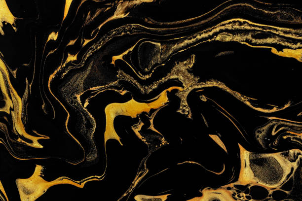 istock Black and gold marble texture design for packaging, cover, brochure, poster, wallpaper, presentation, invitation, textile, decor. Abstract modern background. Liquid acrylic painting. Fluid art 1130844033