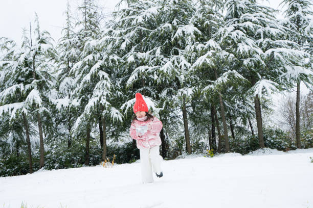 istock A young girl playing in the snow 1130847430