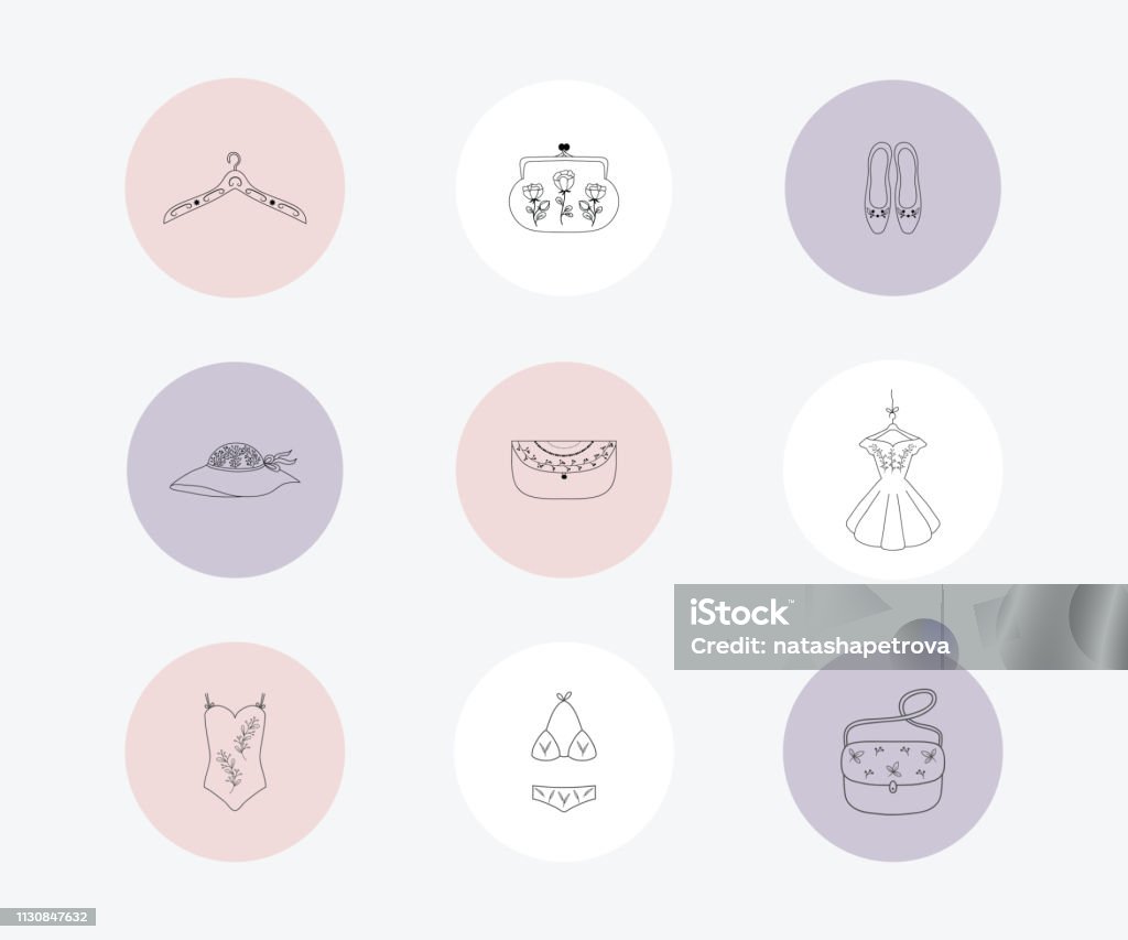 Instagram Highlights Stories Covers Instagram Highlights Stories Covers. Instagram highlights icons. Social network highlight stories icons. Business icons. Social media. Vector Bag stock vector