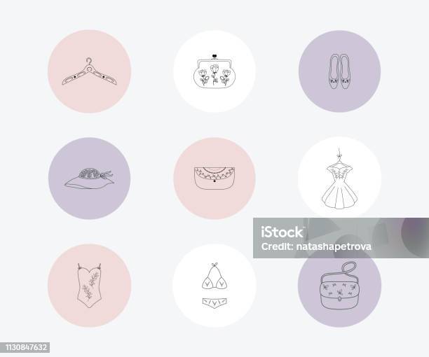 Instagram Highlights Stories Covers Stock Illustration - Download Image Now - Bag, Bikini, Blogging