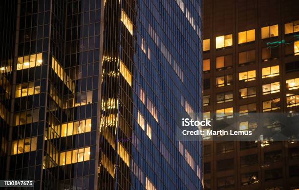Night Building Perspective Los Angeles California Stock Photo - Download Image Now
