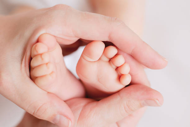 istock baby's feet in mother's hands 1130848377