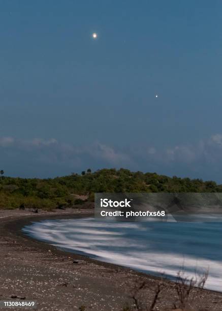 Venus And Jupiter Rise Up Over The Beach Stock Photo - Download Image Now - Astronomy, Backgrounds, Beach
