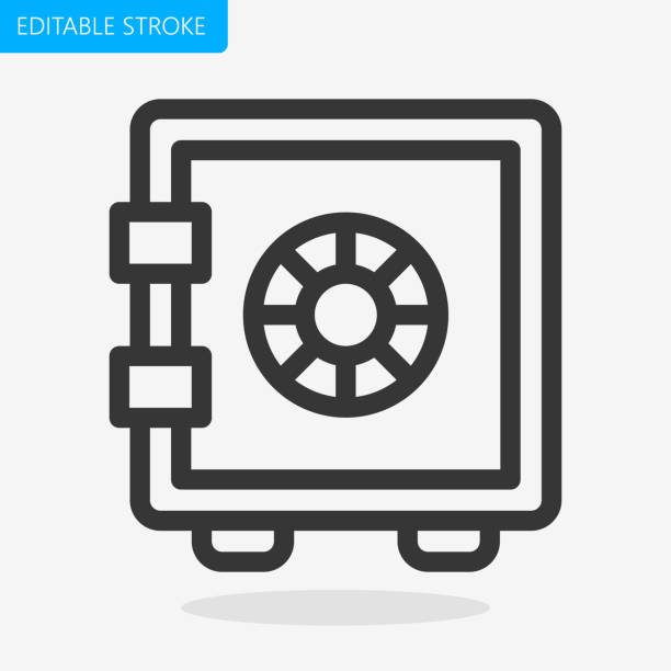 Safe Box Editable Stroke Pixel Perfect Vector Icon Line eps 10 safes and vaults stock illustrations