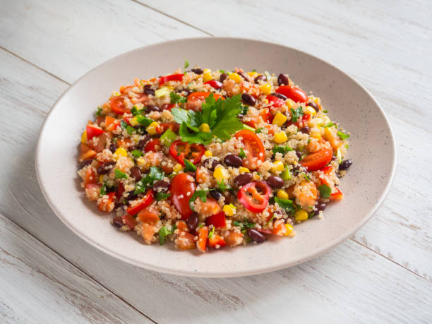 istock Mexican black bean corn quinoa salad. Close up. 1130851250