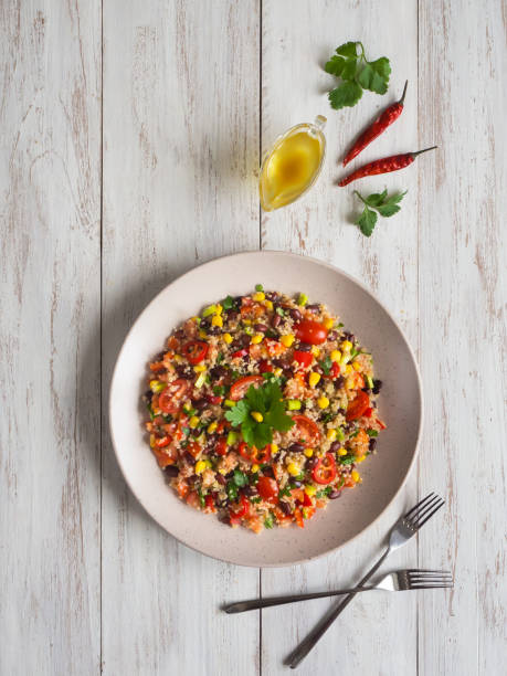 istock Mexican black bean corn quinoa salad on the table. 1130851270
