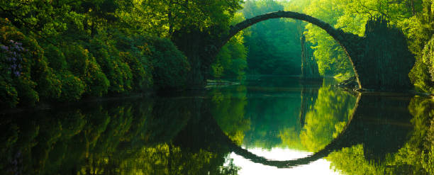 istock Rakotz Bridge (Rakotzbrucke, Devil's Bridge) in the spring scenery .Kromlau, Saxony, Germany. 1130855489