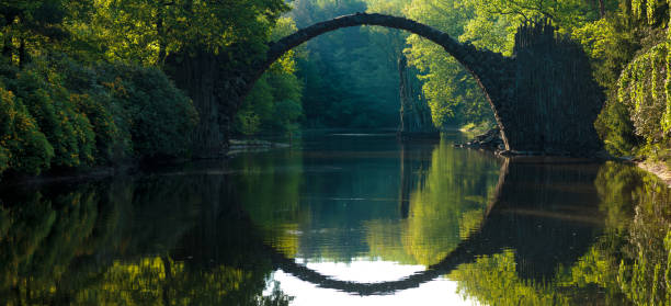 istock Rakotz Bridge (Rakotzbrucke, Devil's Bridge) in the spring scenery .Kromlau, Saxony, Germany. 1130856016