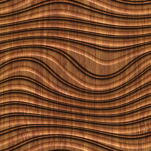 istock Carved pattern on wood background seamless texture, 3d illustration 1130859825