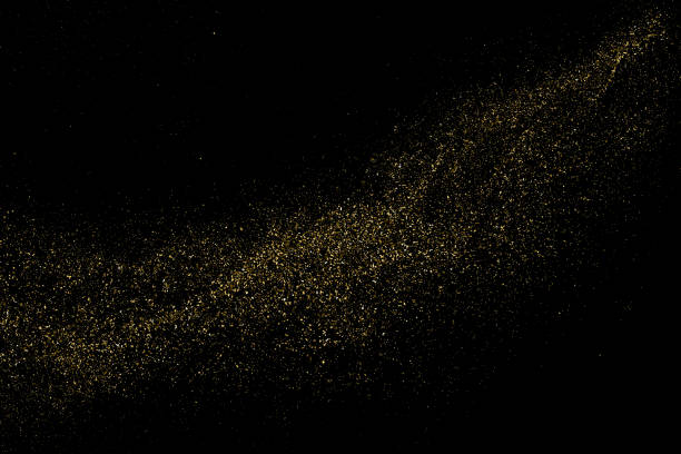 Gold Glitter Texture Vector. Gold Glitter Texture Isolated On Black. Amber Particles Color. Celebratory Background. Golden Explosion Of Confetti. Design Element. Digitally Generated Image. Vector Illustration, Eps 10. particle stock illustrations