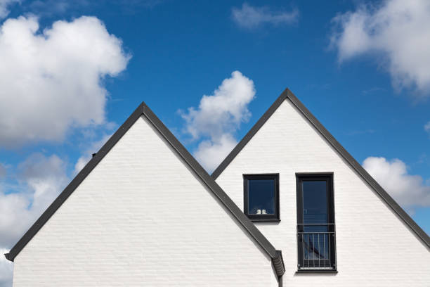 double gable white house with double gable gable photos stock pictures, royalty-free photos & images