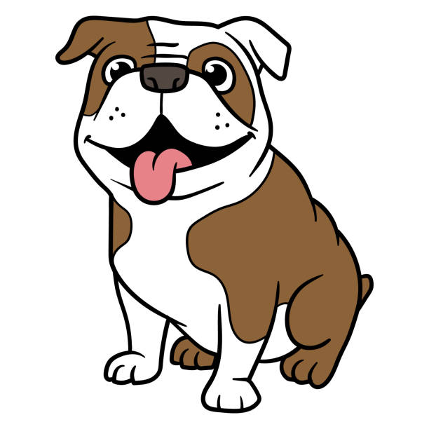 ilustraciones, imágenes clip art, dibujos animados e iconos de stock de vector cartoon bulldog - bulldog