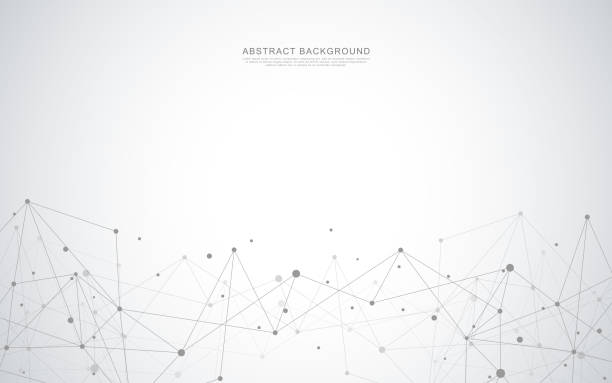 Abstract geometric background with connecting dots and lines Global network connection. Abstract geometric background with connecting dots and lines. Digital technology and communication concept gray color illustrations stock illustrations