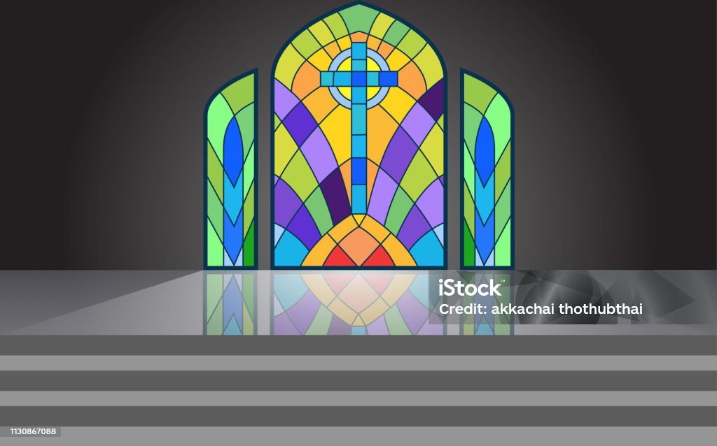 Web colorful windows in the temple Stained Glass stock vector