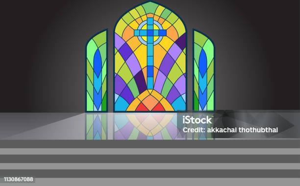 Web Stock Illustration - Download Image Now - Stained Glass, Church, Religious Cross